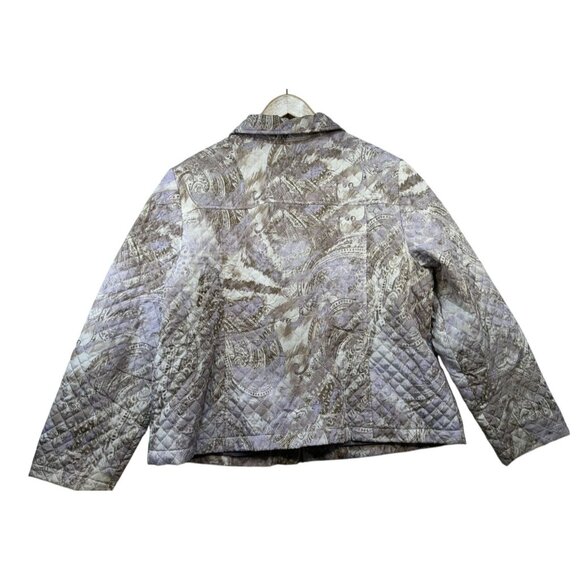 Chicos Womens Quilted Paisley Jacket Size 3 XL Purple Gray Shell Full Zip - Picture 11 of 13